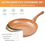 M MELENTA Pots and Pans Set Ultra Nonstick, Pre-Installed 11pcs Cookware Set Copper with - Image 6
