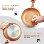 M MELENTA Pots and Pans Set Ultra Nonstick, Pre-Installed 11pcs Cookware Set Copper with - Image 5