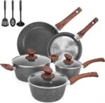 M MELENTA Pots and Pans Set Ultra Nonstick, Pre-Installed 11pcs Cookware Set Copper with - Image 7